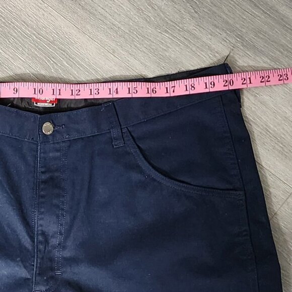 WRANGLER WORKWEAR MENS NAVY BLUE PANTS SIZE 40X32 COTTON POLYESTER BLEND - Picture 4 of 8